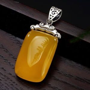 Solid Sterling Silver 925 Natural Chalcedony Handmade Pendant
